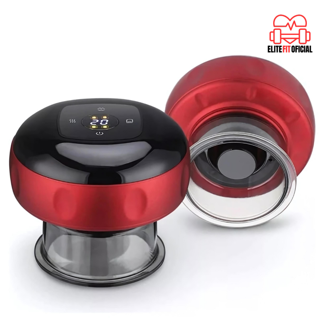 Massageador Elétrico com Ventosa e Luz Vermelha para Alívio de Dores Musculares e Relaxamento Profundo