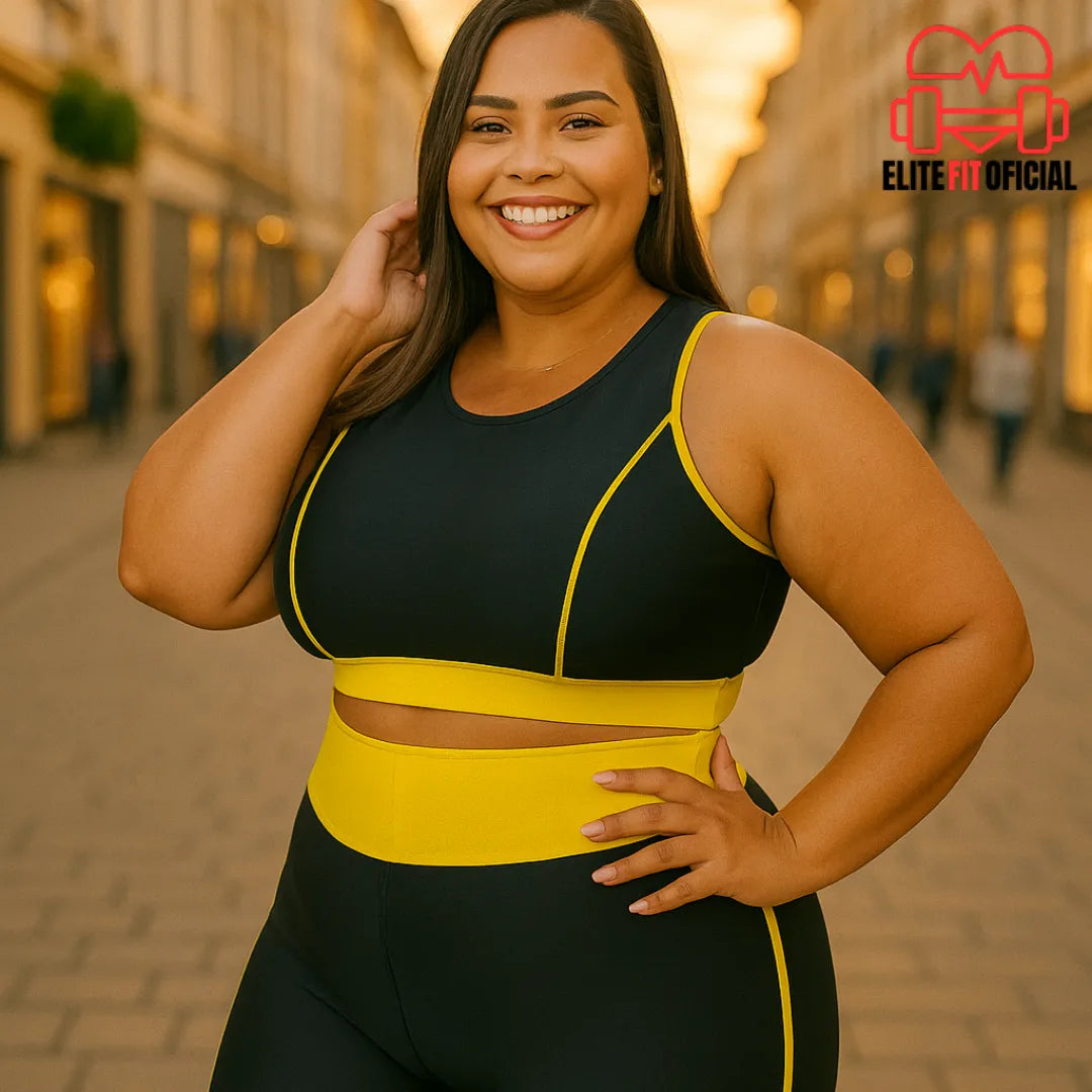 Conjunto Fitness Plus Size Modelador – Zero Transparência, Cós Alto e Caimento Perfeito