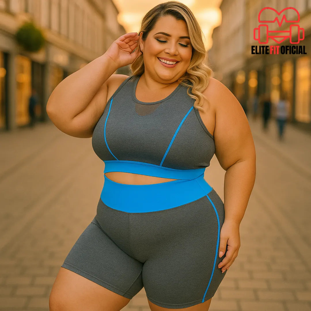 Conjunto Fitness Plus Size Modelador – Zero Transparência, Cós Alto e Caimento Perfeito