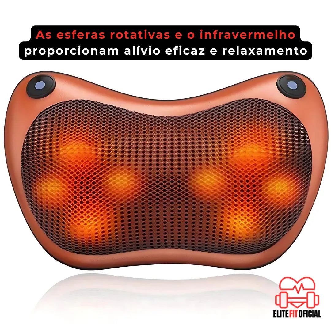 Almofada de massagem para coluna – rotação automática e desligamento de segurança após 20 minutos.