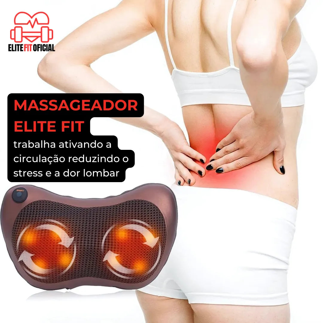 Almofada de massagem Shiatsu – design anatômico para suporte confortável e massagem profunda.