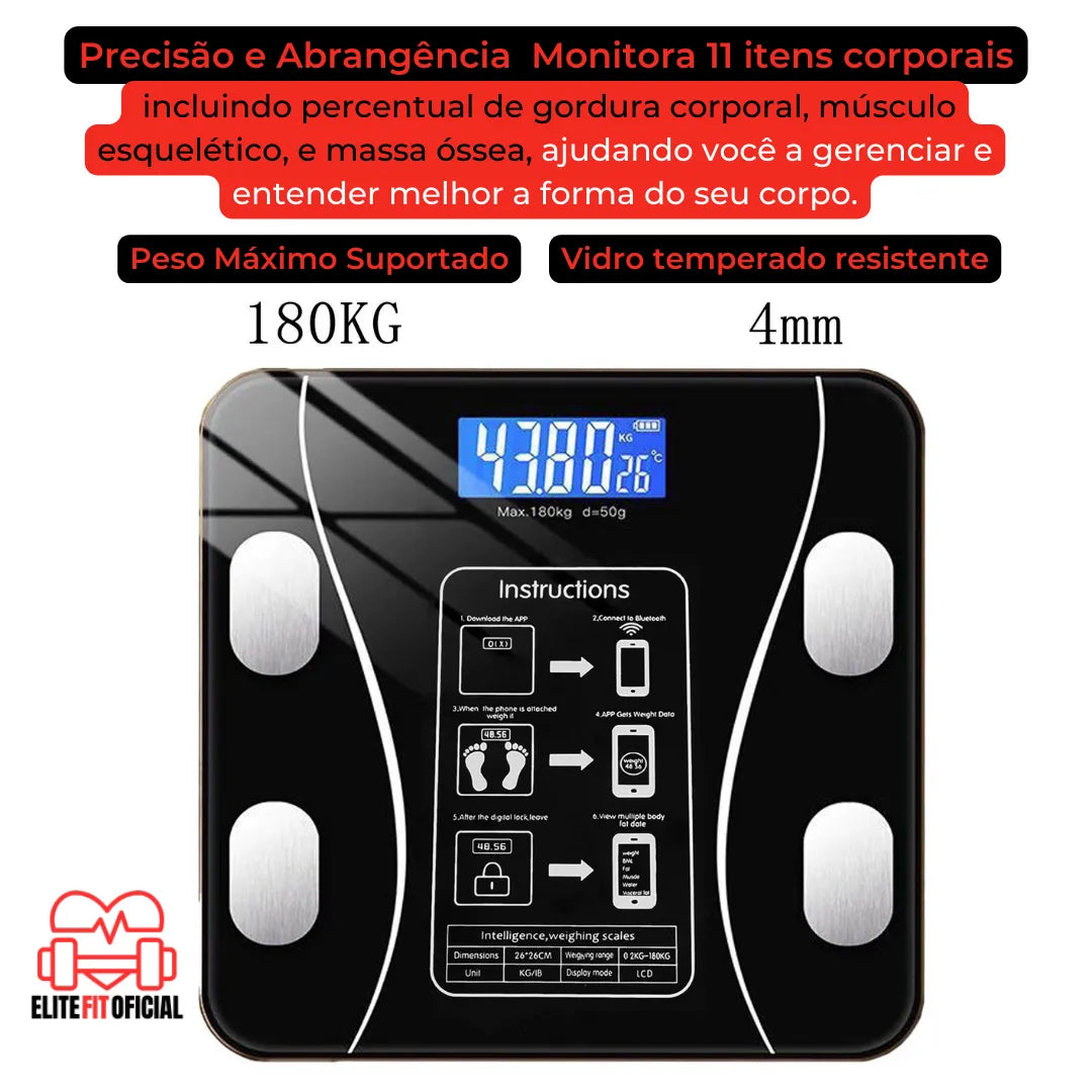 Balança inteligente que mede gordura, metabolismo, água e muito mais