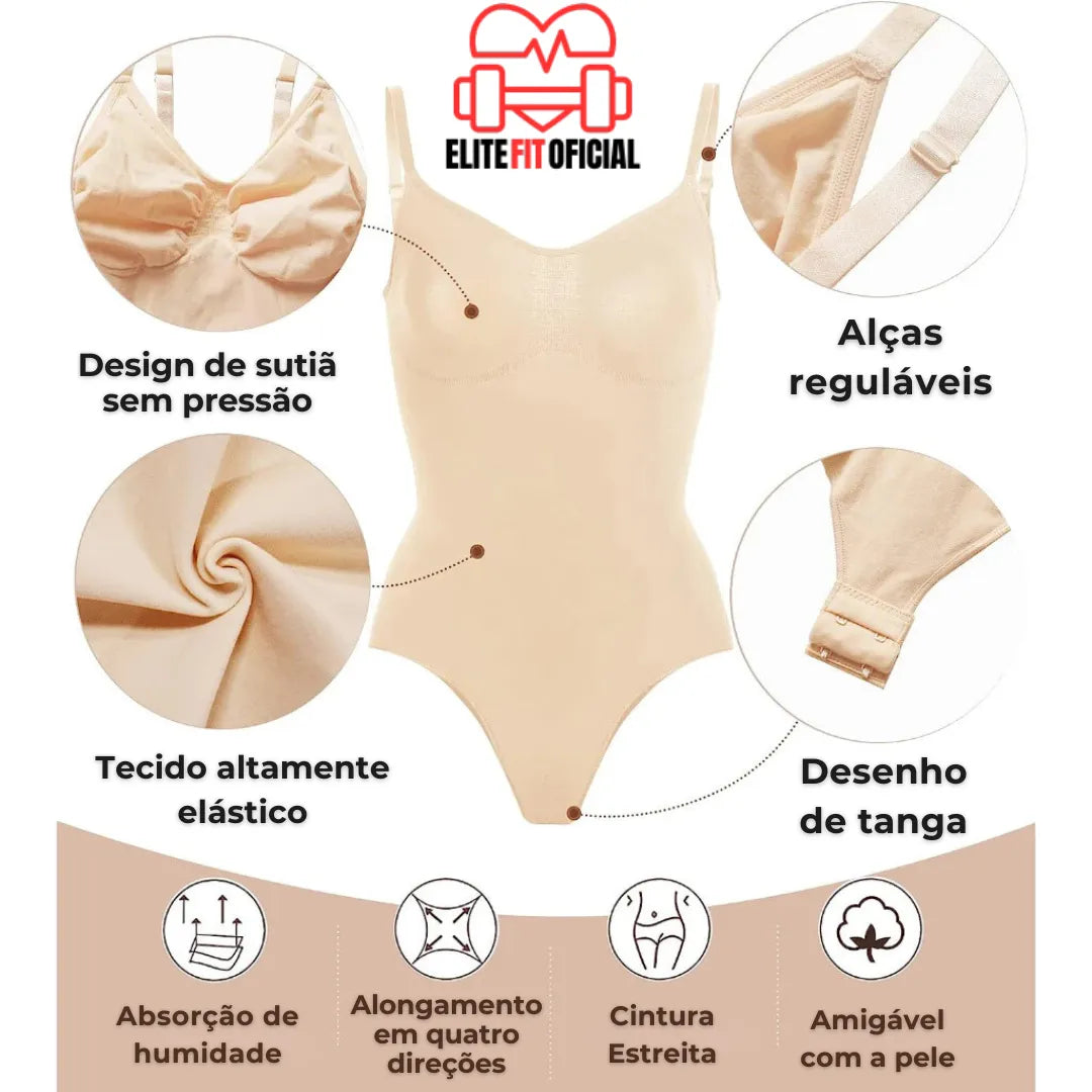 Cinta modeladora plus size fio dental, design elegante e zero marcas.