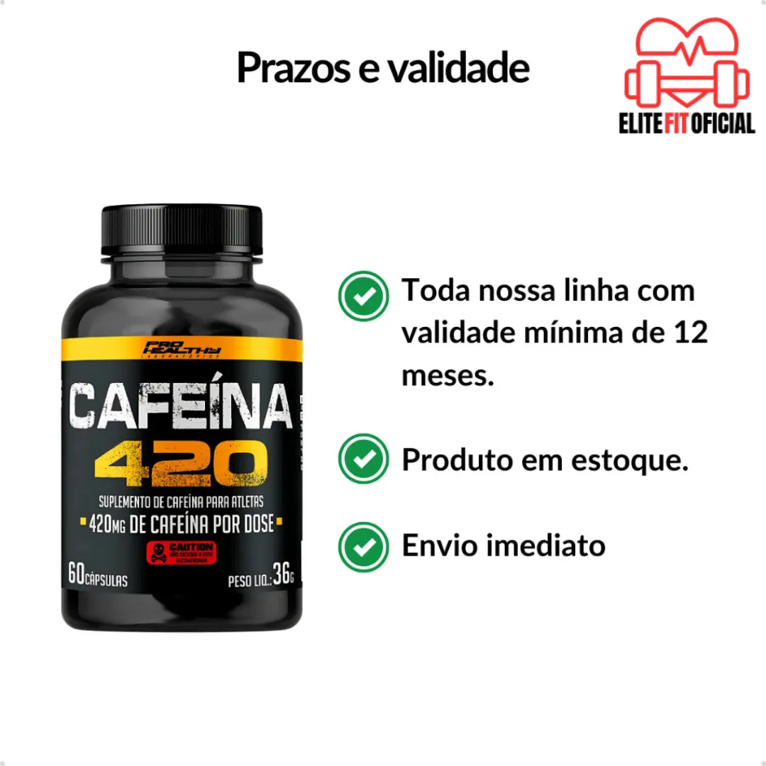 Cafeína potente de 210mg para treino intenso e sem preguiça