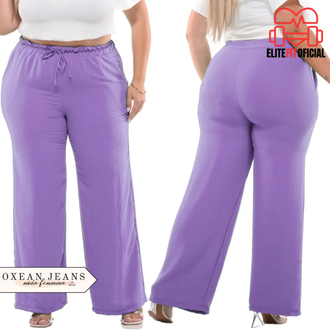 Calça feminina plus size com bolsos práticos