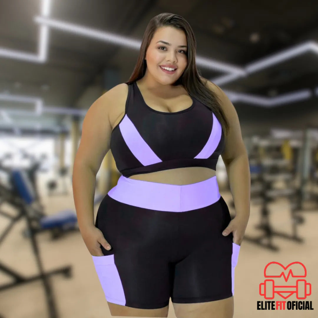 Conjunto feminino de academia com modelagem que realça curvas sem apertar