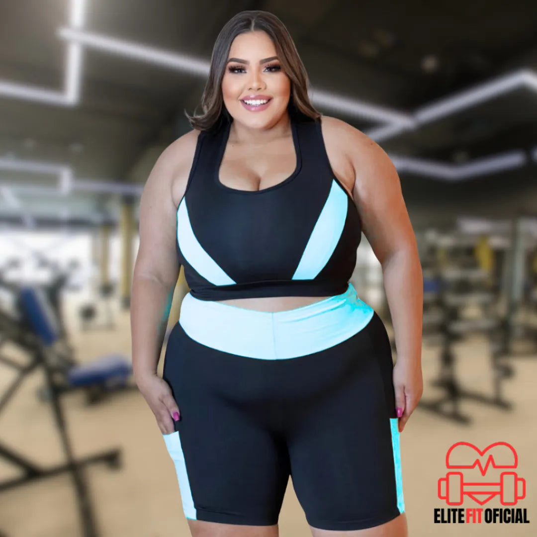 Short esportivo plus size com bolso funcional e zero transparência para segurança total