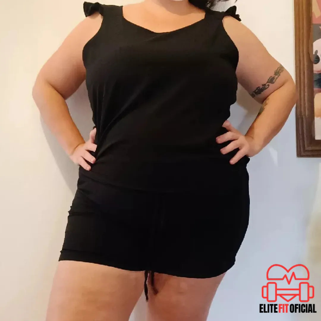 Conjunto feminino plus size com elastano para máximo conforto e caimento impecável.
