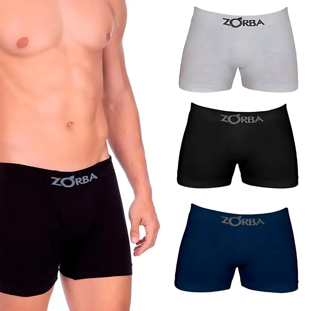 Kit de cuecas Zorba sem costura – ajuste perfeito e conforto duradouro.