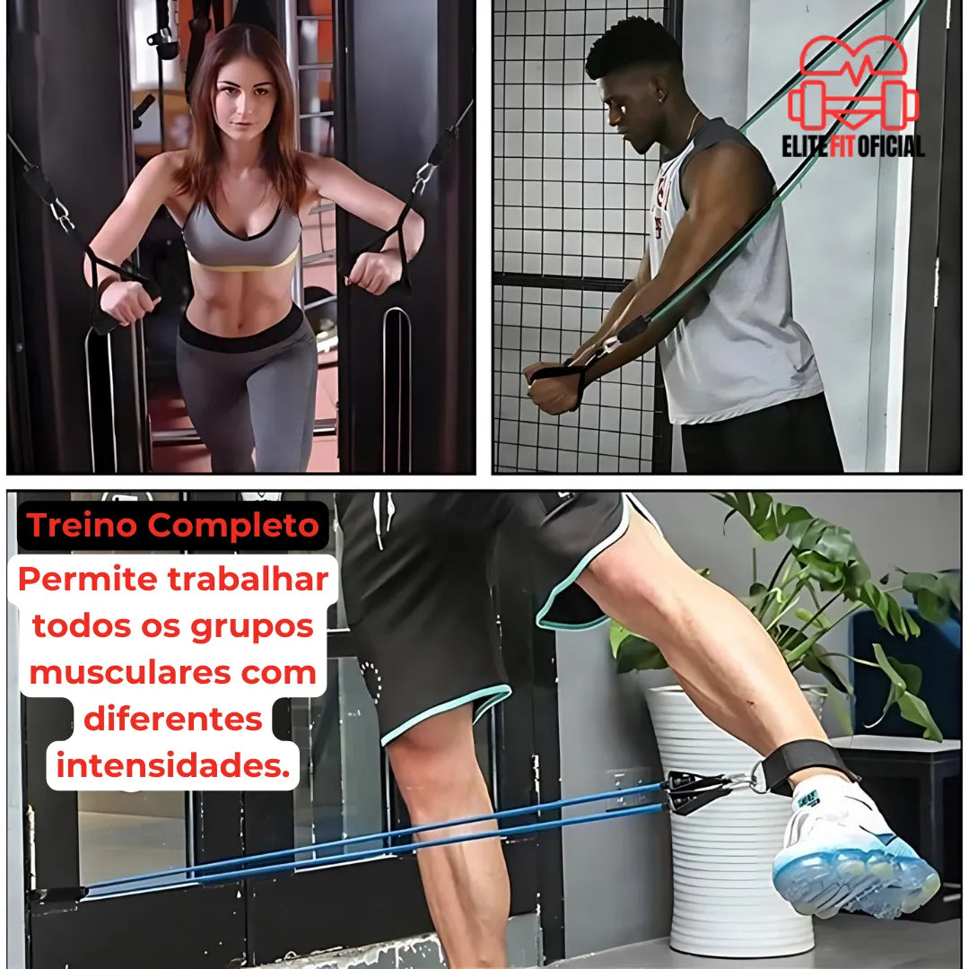 Acessórios de treino feminino para fortalecimento e fisioterapia.