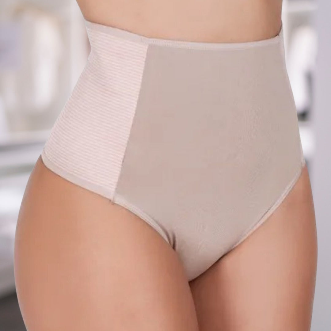 Calcinha modeladora com elástico largo que disfarça a barriga