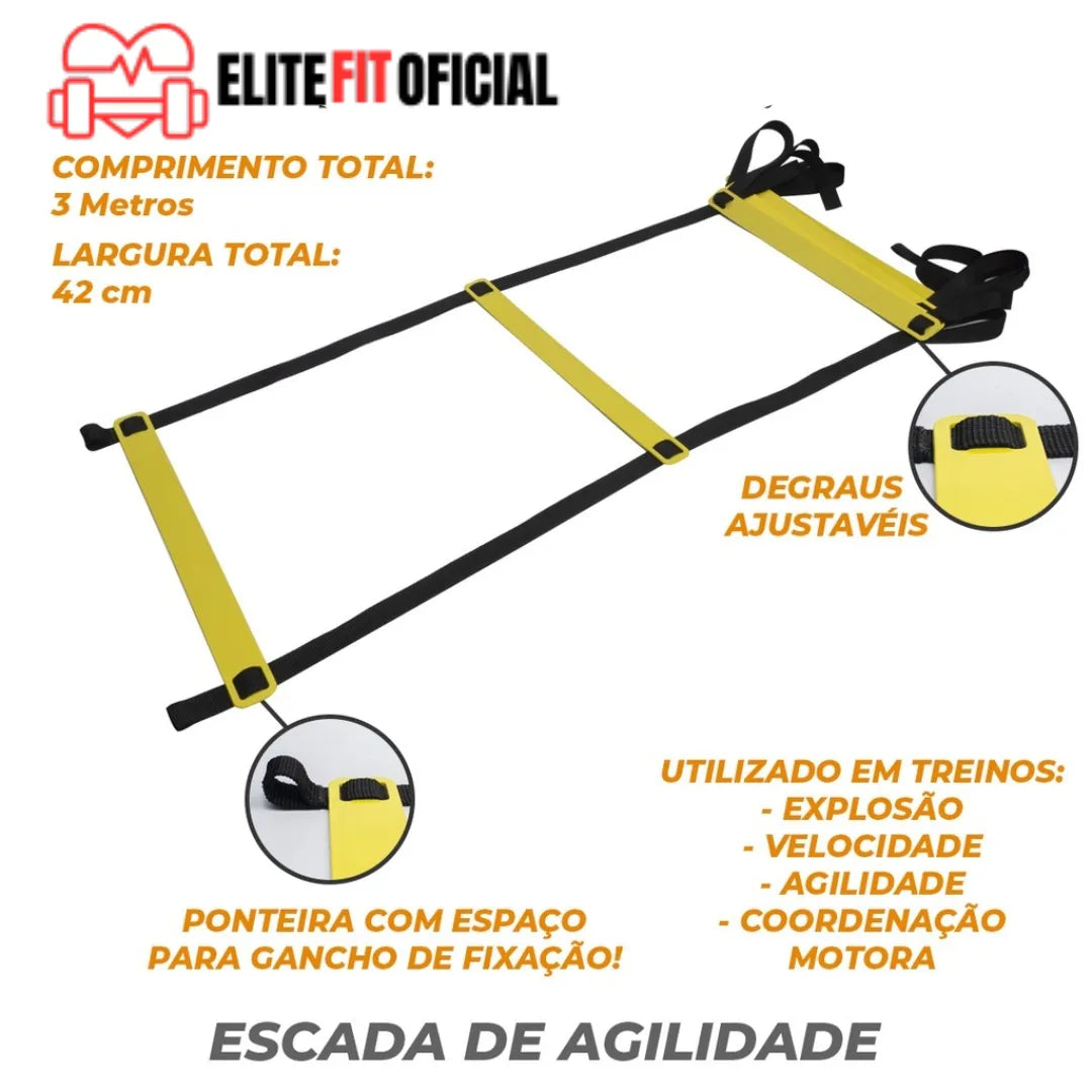 Escada com degraus e cones resistentes para treinos em casa ou ao ar livre