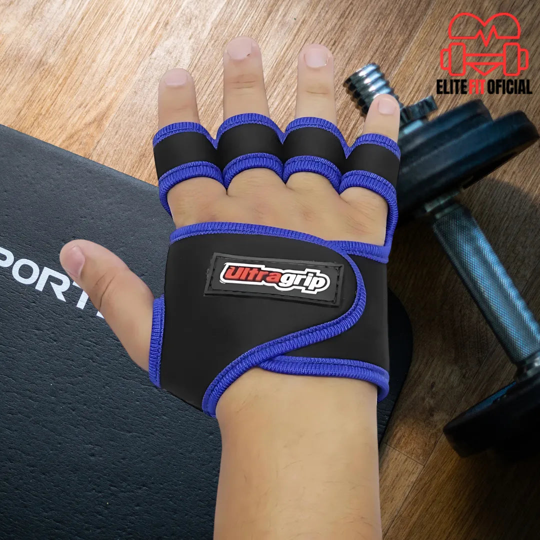 Luvas de treino com palma emborrachada para máxima fixação e conforto durante exercícios intensos.