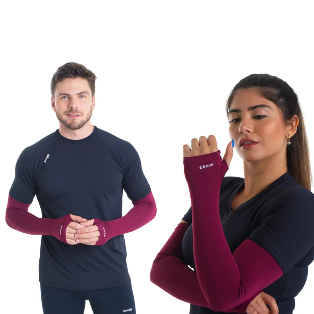 Manguito com dedo e proteção solar para uso esportivo