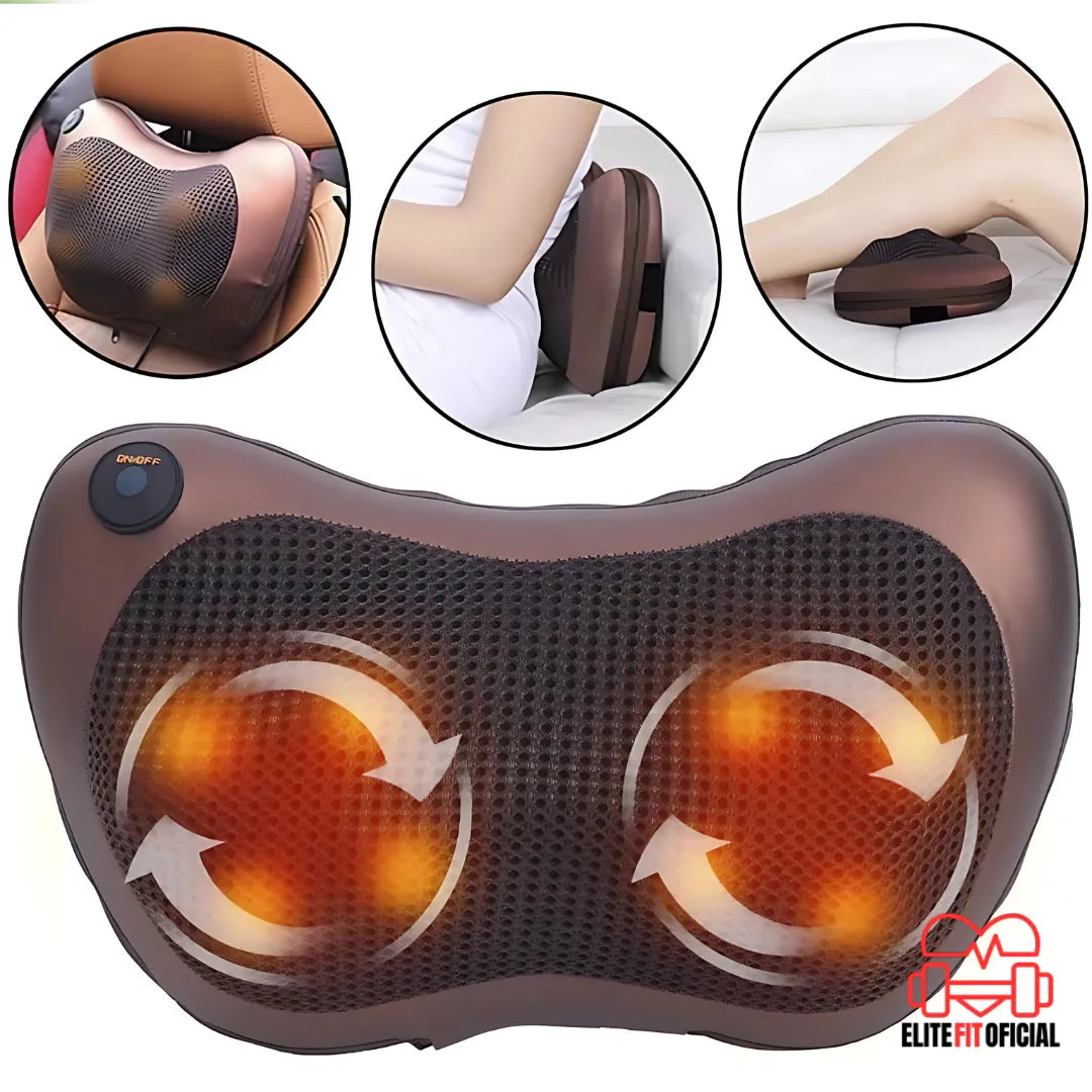 Travesseiro massageador Shiatsu – ideal para aliviar dores nas costas, ombros e pescoço.