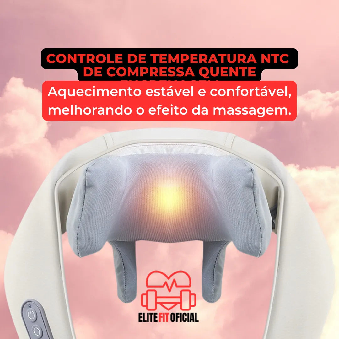Massageador com aquecimento de até 48ºC para relaxamento muscular