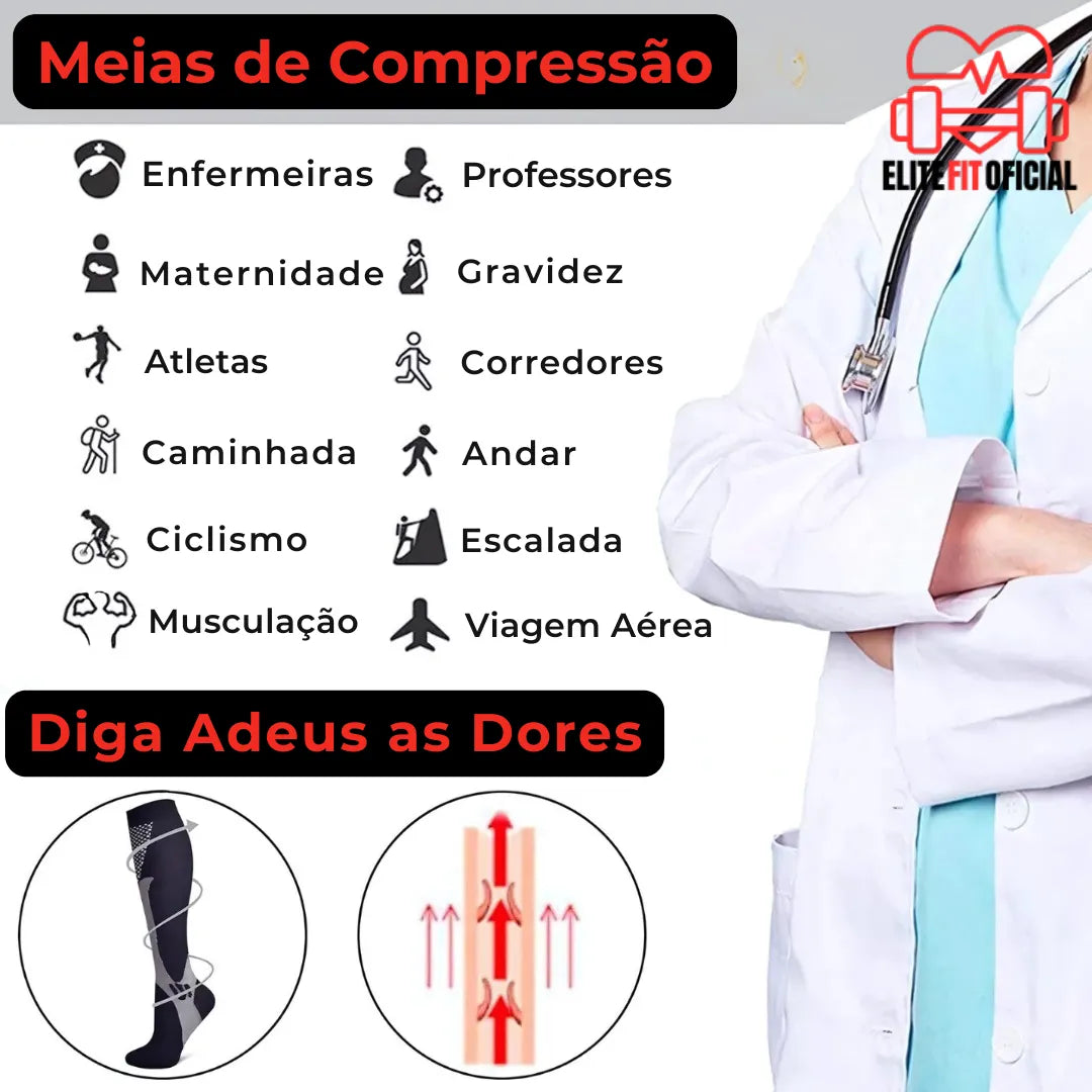 Meia compressiva para atletas e recuperação muscular