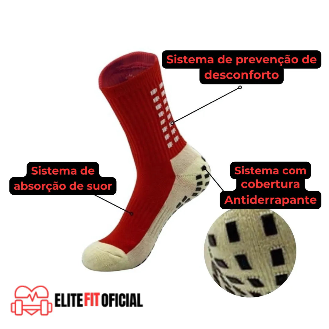 Meia esportiva antiderrapante com alta respirabilidade para treinos