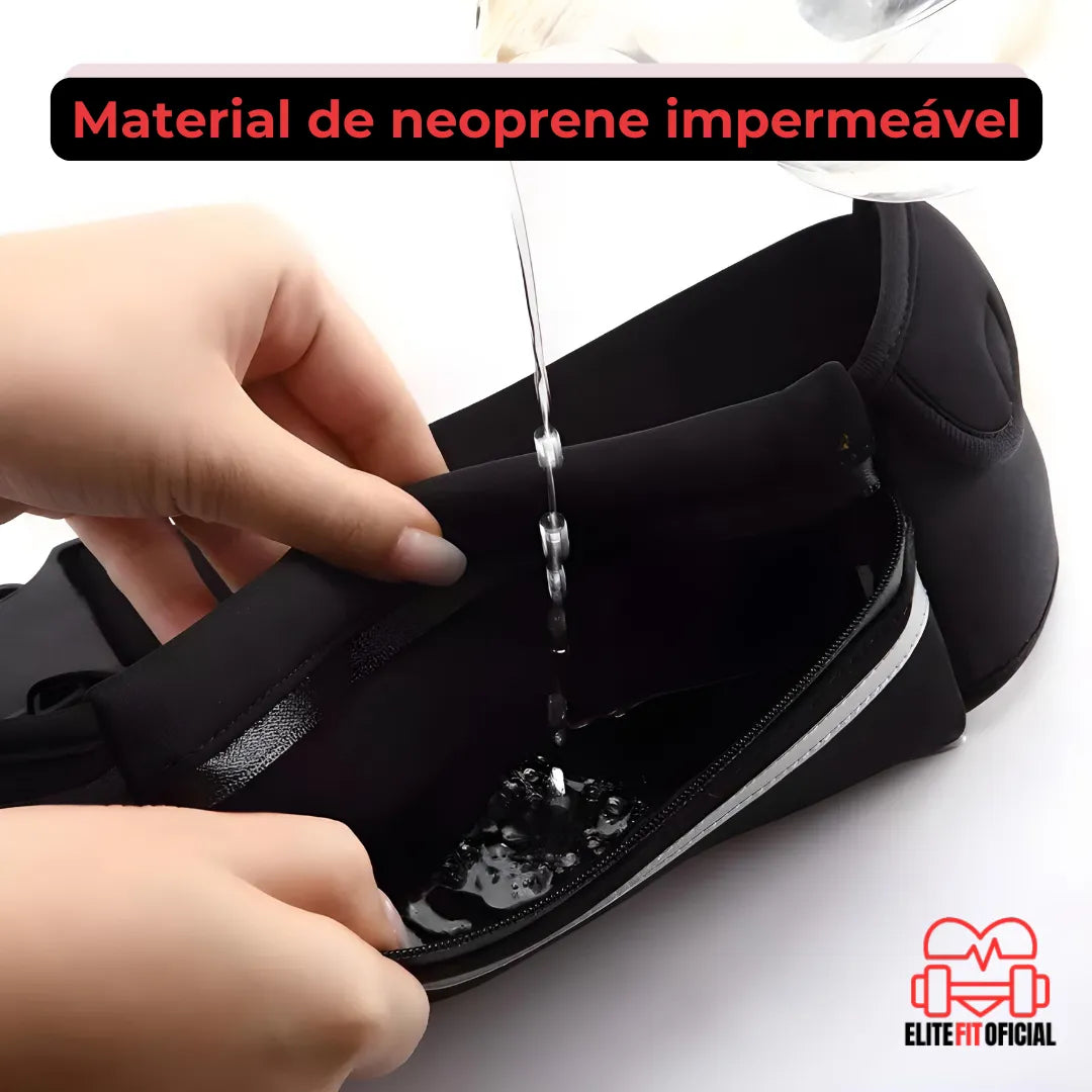 Bolso lateral com suporte elástico para garrafinha de água