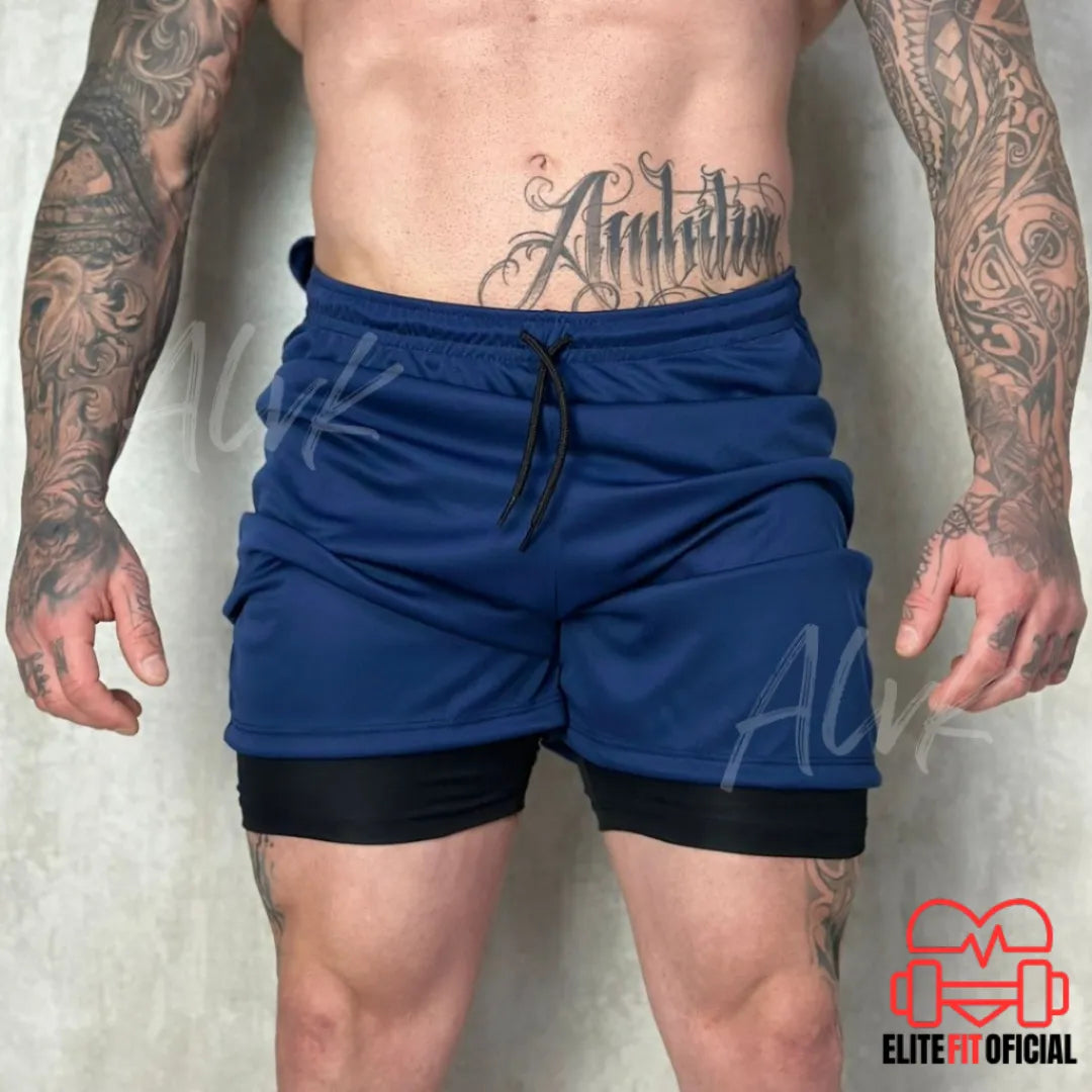 Detalhe do bolso embutido interno do short masculino para celular