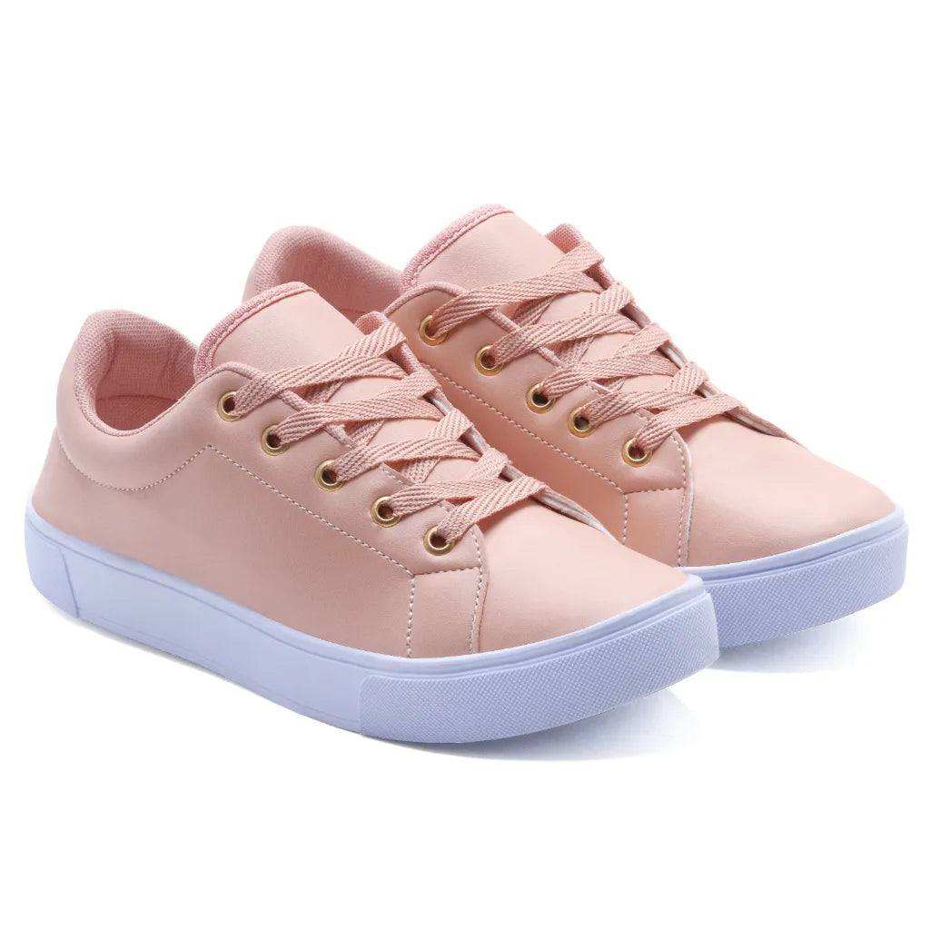 Tênis feminino casual rosa com solado antiderrapante para o dia a dia