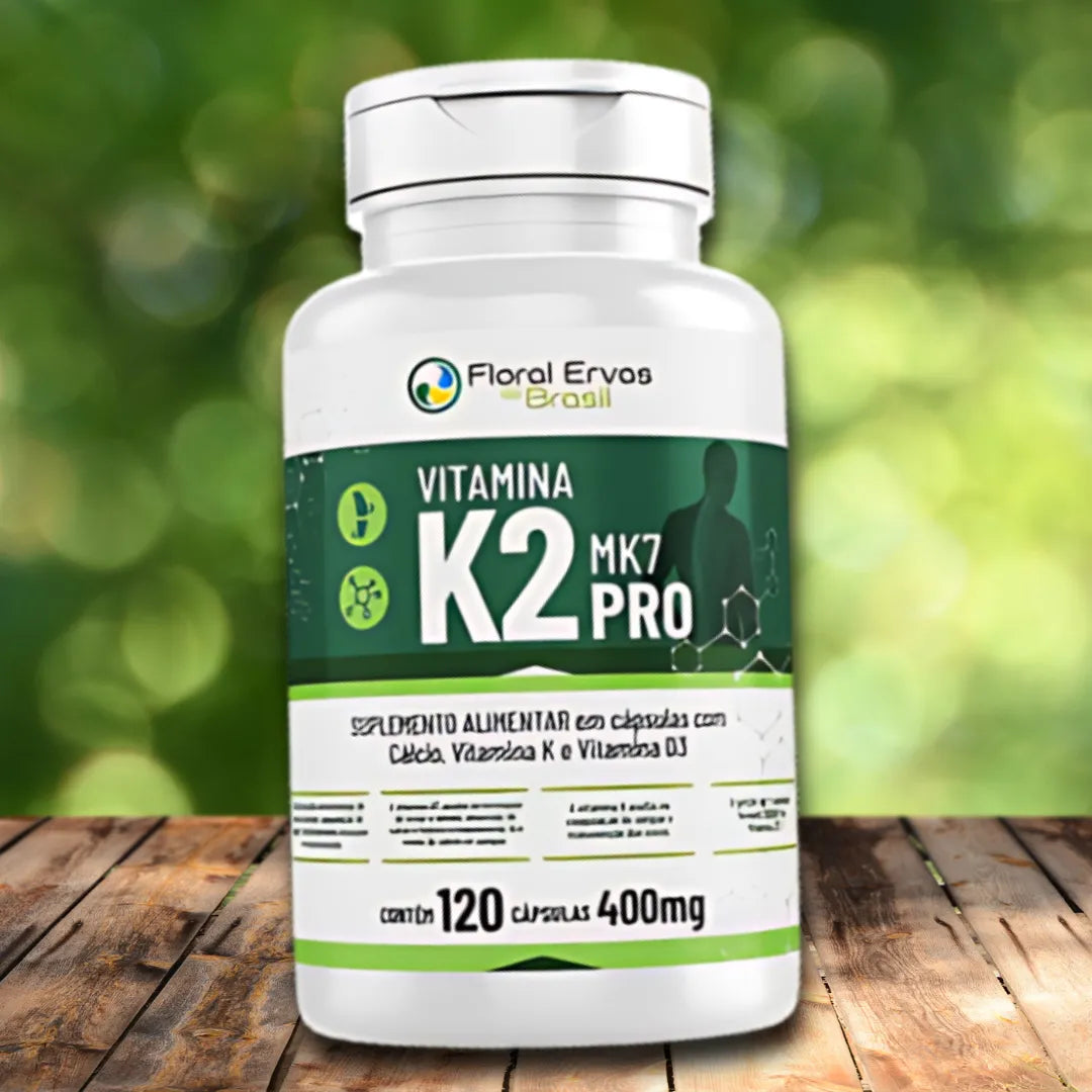 Suplemento com K2, D3 e Cálcio para fortalecer ossos e dentes